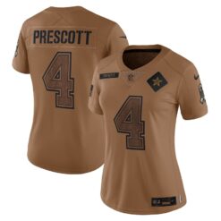 Women's Dallas Cowboys Dak Prescott Brown 2023 Salute To Service Limited Jersey