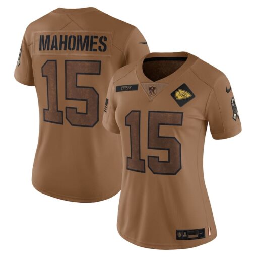 Women's Kansas City Chiefs Patrick Mahomes Brown 2023 Salute To Service Limited Jersey