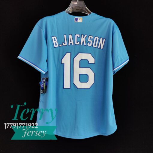 Bo Jackson #16 Kansas City Royals Alternate Jersey - Light Blue - back