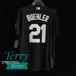 Los Angeles Dodgers Walker Buehler #21 Black Alternate Jersey - back