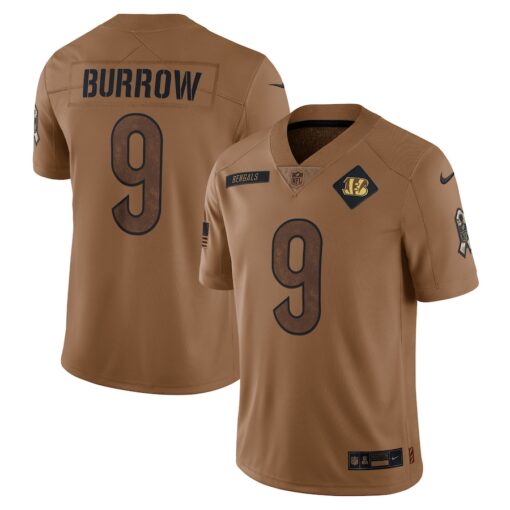 Men's Cincinnati Bengals Joe Burrow Nike Brown 2023 Salute To Service Limited Jersey