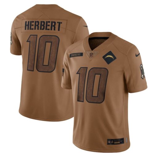 Men's Los Angeles Chargers Justin Herbert Nike Brown 2023 Salute To Service Limited Jersey