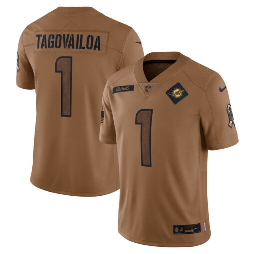 Men's Miami Dolphins Tua Tagovailoa Nike Brown 2023 Salute To Service Limited Jersey