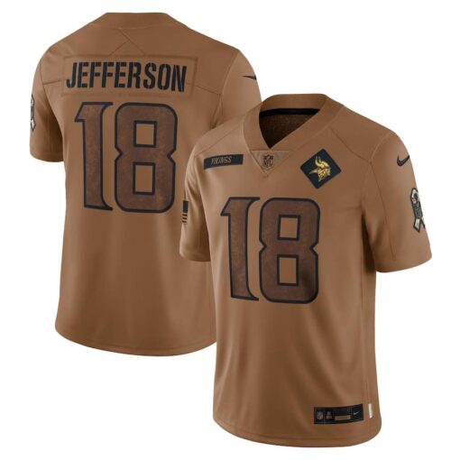 Men's Minnesota Vikings Justin Jefferson Nike Brown 2023 Salute To Service Limited Jersey