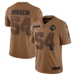 Men's New England Patriots Tedy Bruschi Nike Brown 2023 Salute To Service Retired Player Limited Jersey