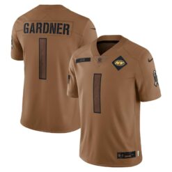 Men's New York Jets Ahmad Sauce Gardner Nike Brown 2023 Salute To Service Limited Jersey