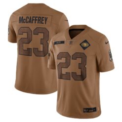 Men's San Francisco 49ers Christian McCaffrey Nike Brown 2023 Salute To Service Limited Jersey