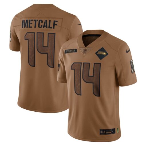 Men's Seattle Seahawks DK Metcalf Nike Brown 2023 Salute To Service Limited Jersey