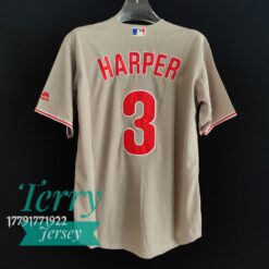 Philadelphia Phillies Bryce Harper Gray Road Player Name Jersey - back