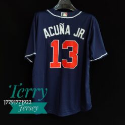 Ronald Acuna Jr. Atlanta Braves Alternate Player Name Jersey - Navy - back