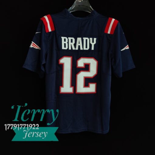 Tom Brady New England Patriots Retired Player Jersey – Navy - back