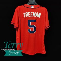 Atlanta Braves Freddie Freeman Red Alternate Player Name Jersey - back