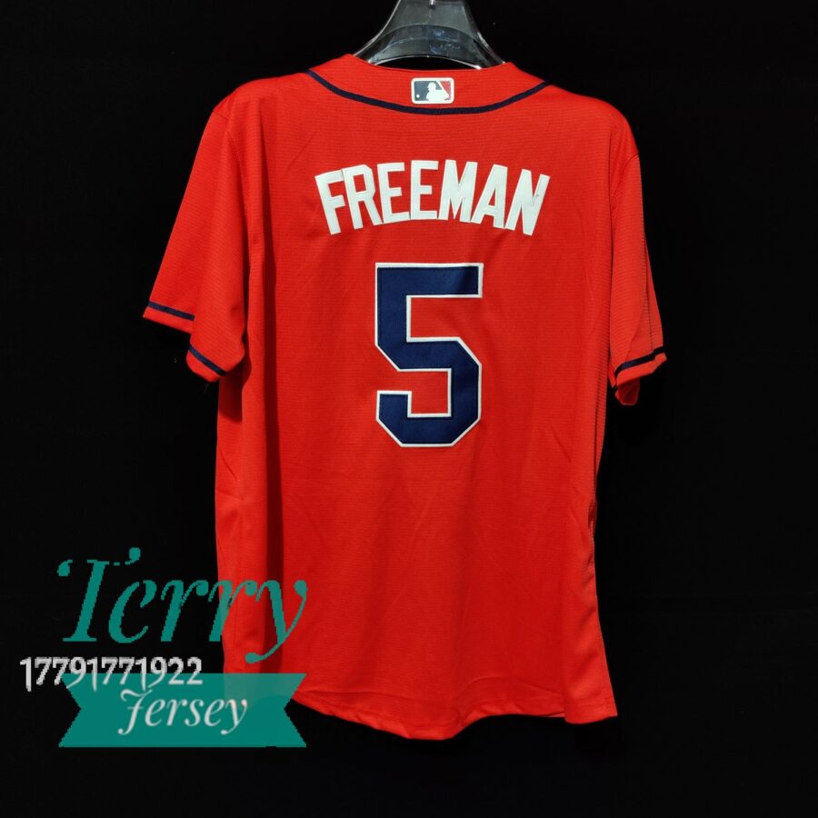 Atlanta Braves Freddie Freeman Red Alternate Player Name Jersey - back