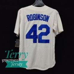 Brooklyn Dodgers Jackie Robinson Cooperstown White Jersey - back