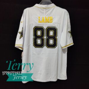 CeeDee Lamb Dallas Cowboys White Golden Jersey - back