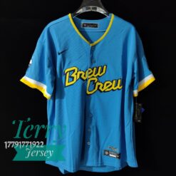 Christian Yelich Milwaukee Brewers 2022 City Connect Player Jersey - Powder Blue