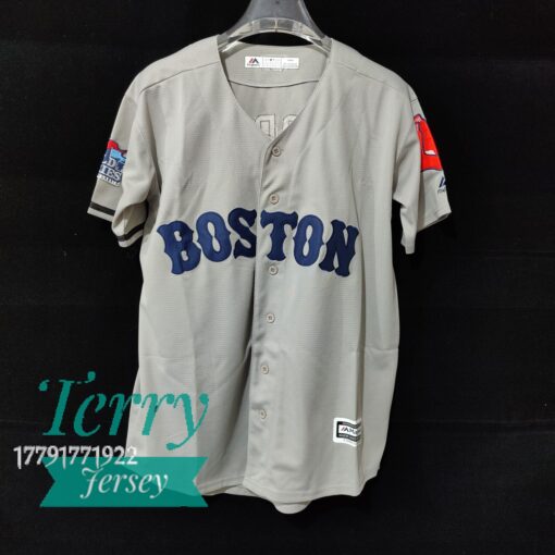 Dustin Pedroia Red Sox 2018 World Series Road Jersey
