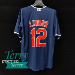 Francisco Lindor New York Mets Player Jersey - Navy - back