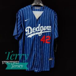Jackie Robinson #42 Los Angeles Dodgers Blue Pinstripe Jersey