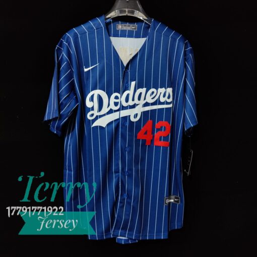Jackie Robinson #42 Los Angeles Dodgers Blue Pinstripe Jersey