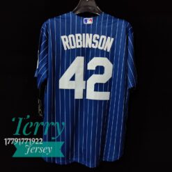 Jackie Robinson #42 Los Angeles Dodgers Blue Pinstripe Jersey - back