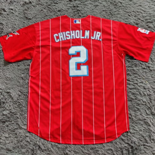 Jazz Chisholm Jr. Miami Marlins City Connect Player Jersey - Red back