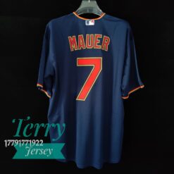 Joe Mauer Minnesota Twins Navy Alternate Jersey - back