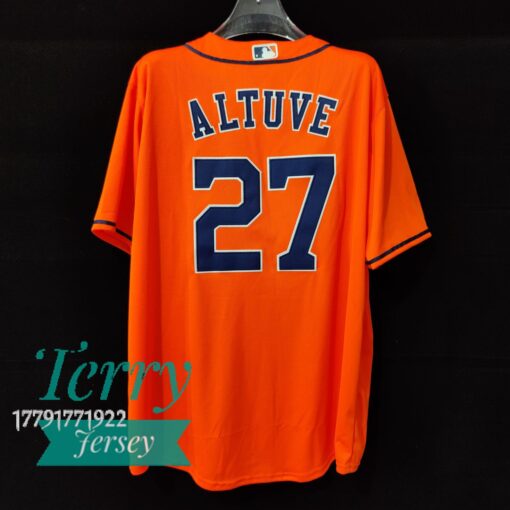 Jose Altuve Houston Astros Alternate Player Name Jersey - Orange - back