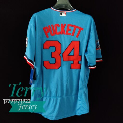 Kirby Puckett Minnesota Twins Blue Jersey - back