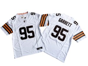 Myles Garrett 95 Cleveland Browns White Vapor Limited Jersey