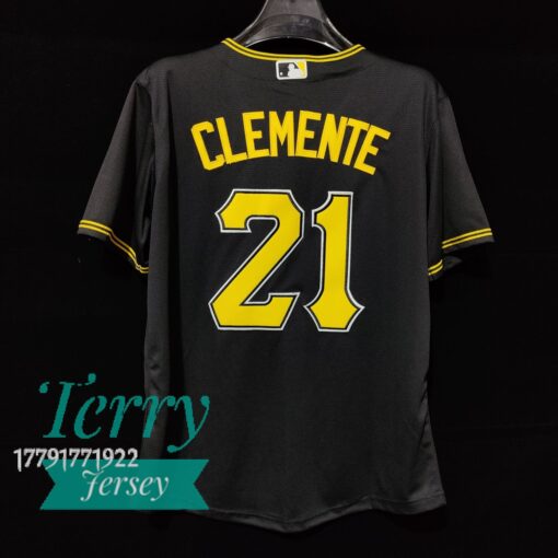 Roberto Clemente #21 Pittsburgh Pirates Black Alternate Player Jersey - back