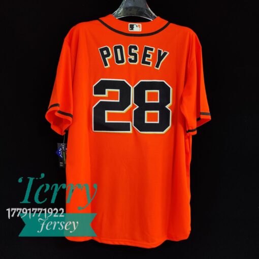 San Francisco Giants Buster Posey Orange Alternate Jersey - back