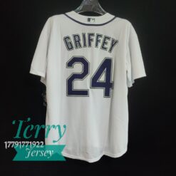 Seattle Mariners Ken Griffey Jr. Gray White Home Player Jersey - back