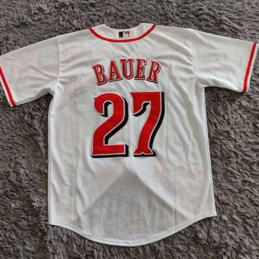 Cincinnati Reds Trevor Bauer #27 2020 Mlb White Jersey back