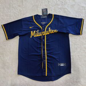 Milwaukee Brewers Jackson Chourio Nike Navy Alternate Replica Jersey