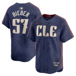 Men's Cleveland Guardians Shane Bieber Nike Navy 2024 City Connect Limited Jersey