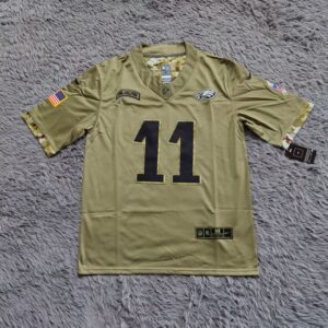 A.J. Brown 11 Philadelphia Eagles Olive 2022 Salute To Service Limited Jersey