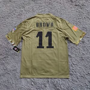 A.J. Brown 11 Philadelphia Eagles Olive 2022 Salute To Service Limited Jersey back