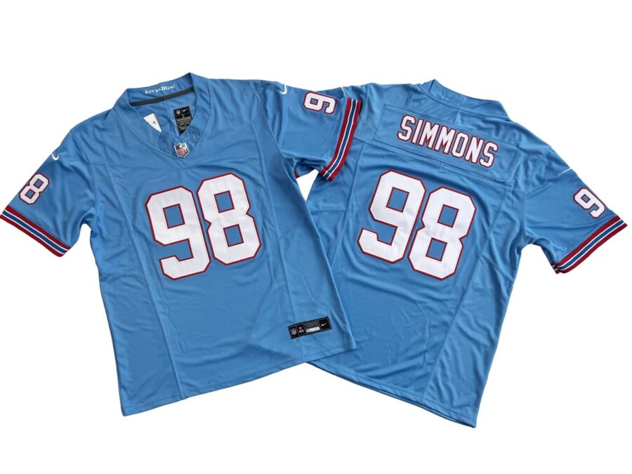 Jeffery Simmons Tennessee Titans Light Blue Oilers Throwback Vapor Limited Jersey