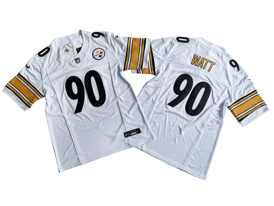 T J Watt 90 Pittsburgh Steelers White Vapor Limited Jersey