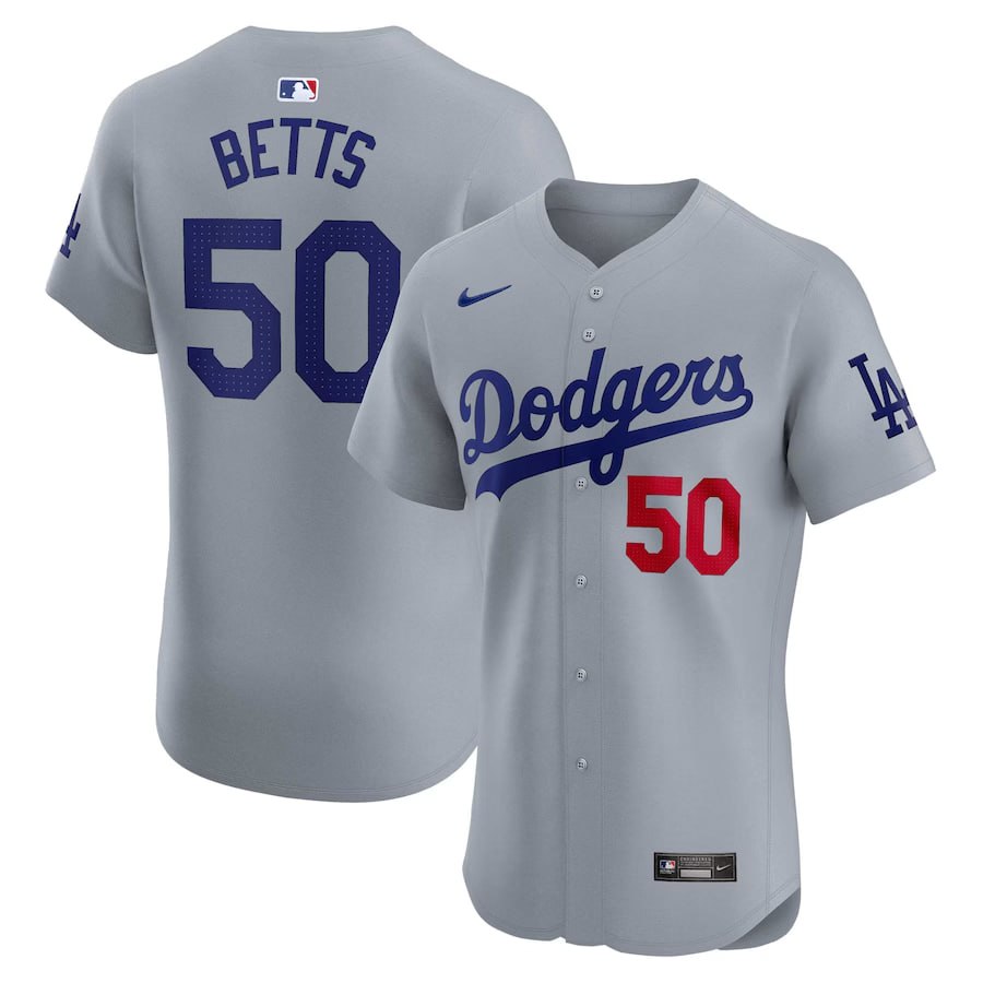 Mookie Betts Los Angeles Dodgers Gray Alternate Elite Player Jersey