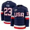 USA #23 Adam Fox Navy 2025 4 Nations Face-Off Stitched Jersey