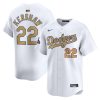 Clayton Kershaw Los Angeles Dodgers White 2025 Gold Collection Jersey Stitched