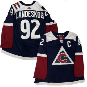 Colorado Avalanche Gabriel Landeskog Navy Captain Patch Home Jersey