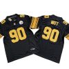 T J Watt 90 Pittsburgh Steelers Black Alternate Vapor Jersey Stitched