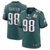 Eagles #98 Jalen Carter Midnight Green LIX Championship Game Jersey Stitched