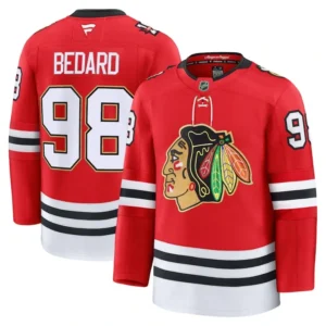 Blackhawks Connor Bedard Red Centennial Player Jersey Stitched
