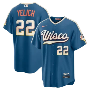 Brewers Christian Yelich Mineral Blue 2026 City Connect Jersey Stitched