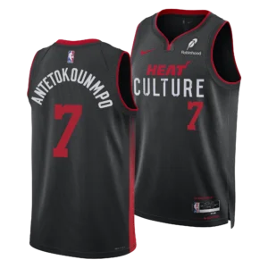 Giannis Antetokounmpo #7 HEAT Culture Black Stitched Jersey
