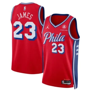 Lebron James Philadelphia 76ers Statement Edition Stitched Jersey - Red
